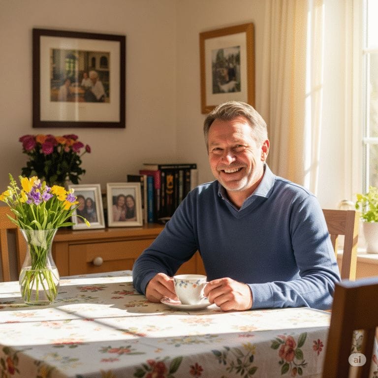 Support worker assisting a client with daily living activities at home