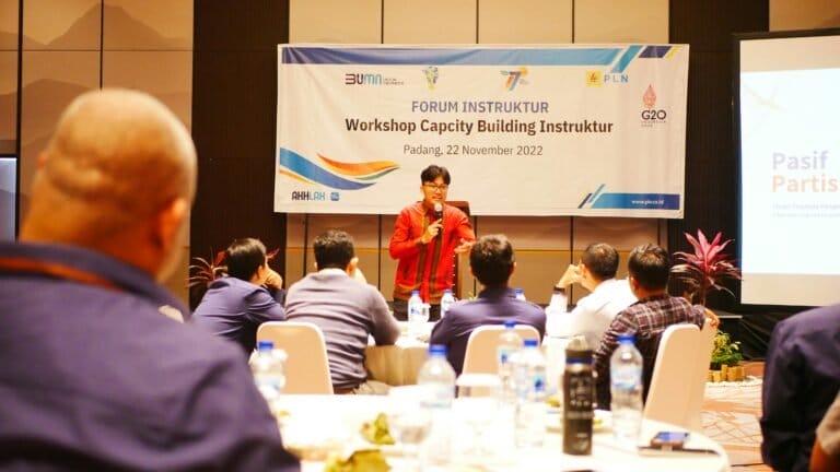 A group learning how to build their skills and capacity